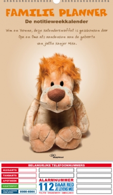 Gezinsplanner staand bruine leeuw